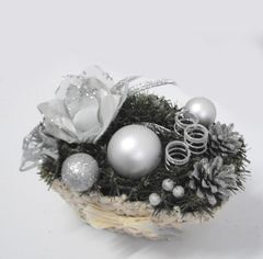 Акция на Декоративная корзинка из соломы большая Лоза и Керамика 11-40403 серебряный цветок от Podushka