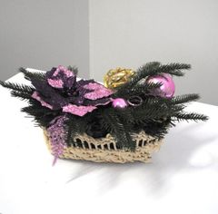 Акція на Декоративная корзинка из соломы большая Лоза и Керамика 11-40403 сиреневый цветок від Podushka