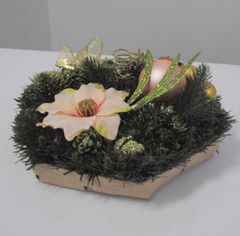 Акция на Декоративная тарелка из букового шпона большая Лоза и Керамика 11-40406 персиковые цветы от Podushka