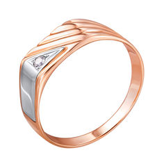 Акція на Золотой перстень-печатка с цирконием 000104019 18 размера від Zlato
