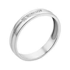 Акція на Обручальное кольцо из белого золота с бриллиантами 000103661 15.5 размера від Zlato