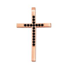 Акція на Декоративный крестик из красного золота с черными бриллиантами 000135469 від Zlato