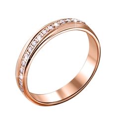 Акція на Обручальное кольцо из красного золота с цирконием 000135876 17 размера від Zlato