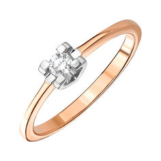Акція на Золотое помолвочное кольцо в комбинированном цвете с бриллиантом 000104391 17.5 размера від Zlato