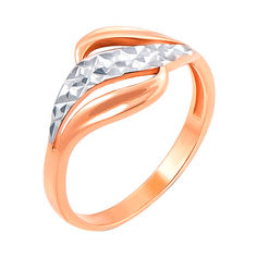 Акція на Золотое кольцо в комбинированном цвете с алмазной гранью 000106397 17.5 размера від Zlato