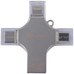 Акция на COTEetCI 64GB 4-in-1 Zinc Alloy iUSB Silver (CS5129-64G) от Y.UA