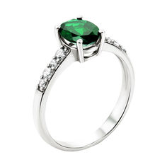 Акція на Серебряное кольцо с зеленым кварцем и фианитами 000135434 16 размера від Zlato