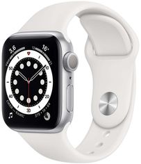 Акція на Apple Watch Series 6 44mm GPS+LTE Silver Aluminum Case with White Sport Band (M07F3) від Y.UA