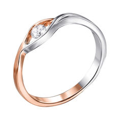 Акція на Золотое кольцо в комбинированном цвете с бриллиантом 000124841 15.5 размера від Zlato
