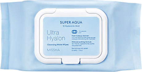 Акция на Очищающие салфетки Missha Super Aqua Ultra Hyalron Cleansing Water Wipes с гиалуроновой кислотой 30 шт (8809643507240) от Rozetka UA