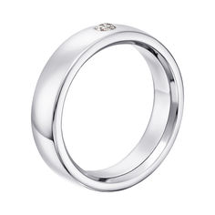 Акция на Золотое обручальное кольцо в белом цвете с бриллиантом 000129894 20.5 размера от Zlato