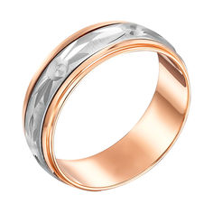 Акція на Золотое обручальное кольцо Мариэлла в комбинированном цвете с алмазной гранью 18 размера від Zlato