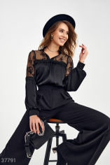Акция на Витончена чорна блуза з шовку от Gepur