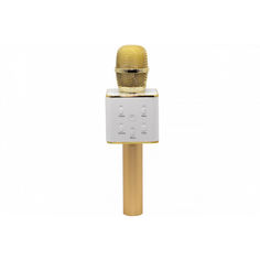Акция на Беспроводной караоке микрофон с встроенными динамиками Bluetooth USB Q7 UTM в чехле Gold (1743-DM) от Allo UA