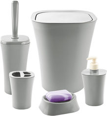 Акция на Набор аксессуаров для ванной комнаты PLANET Papillon 5 предметов серый от Rozetka