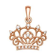 Акція на Кулон-корона из красного золота с фианитами 000060626 від Zlato