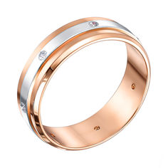 Акция на Золотое обручальное кольцо Лаванда в комбинированном цвете с бриллиантами 17.5 размера от Zlato