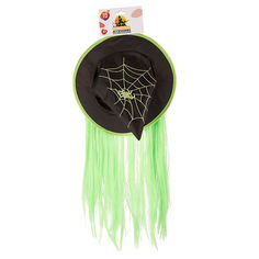Акция на Шляпа ведьмы One Two Fun Halloween Accessories, 31х30 см, черно-салатовая от Auchan