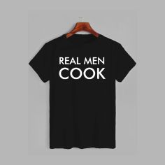 Акція на Футболка Likey Real men cook M150-0510 L Черная (2000000851204) від Rozetka UA