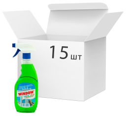 Акция на Упаковка средства для мытья окон Window Plus Зеленый (на основе уксусной кислоты) с распылителем 500 мл х 15 шт (4820167000448) от Rozetka