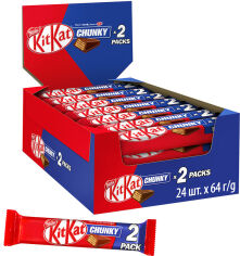 Акція на Упаковка батончиков NESTLE KITKAT Chunky King Size в молочном шоколаде 1+1 24 шт х 64 г (3800020483763) від Rozetka UA