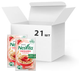 Акция на Упаковка каши овсяной Nestle NesVita сладкая с молоком и кусочками клубники 21 шт х 45 г (7613036971027) от Rozetka