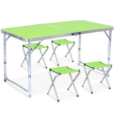 Акция на Стол раскладной + 4 стула Folding table (N0.4) зеленый от Allo UA