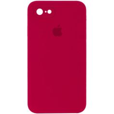 Акция на Чехол Silicone Case Square Full Camera Protective (AA) для Apple iPhone 7 / 8 / SE (2020) (4.7") Красный / Rose Red от Allo UA