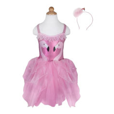 Акция на Набор Great Pretenders Flamingo Платье и обруч для головы на 5-6 лет (34825) от Будинок іграшок