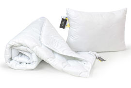 Акция на Набор антиаллергенный всесезонный с тенселем 1669 Eco Light White одеяло и подушка MirSon 140х205 см от Podushka