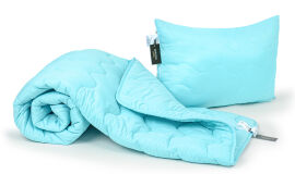 Акция на Набор антиаллергенный всесезонный 3M Thinsulate 1664 Eco Light Blue одеяло и подушка MirSon 172х205 см от Podushka