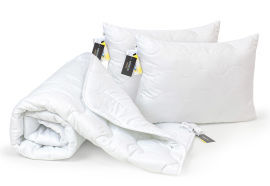 Акция на Набор антиаллергенный всесезонный 3M Thinsulate 1666 Eco Light White одеяло и две подушки MirSon 140х205 см от Podushka