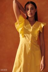 Акция на Жовта міді-сукня на гудзиках от Gepur