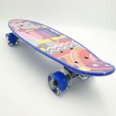 Акция на Пенни борд скейтборд с рисунком и светящимися колесами мини скейт 56х15см до 80кг Maraton Cool синий от Allo UA