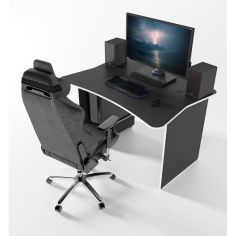 Акція на Игровой геймерский стол ZET-2 (140х92 см) Zeus черный графит+белый від Allo UA