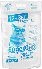 Акция на Наполнитель для кошачьего туалета SuperCat СТАНДАРТ Древесный впитывающий 12+3 кг (26 л) (5159) (4820152564399) от Rozetka UA