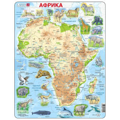 Акція на Пазл рамка-вкладыш Карта Африки - животный мир Макси Larsen укр версия A22-UA від Podushka