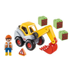 Акція на Конструктор Playmobil 1.2.3 Екскаватор з ковшем (70125) від Будинок іграшок