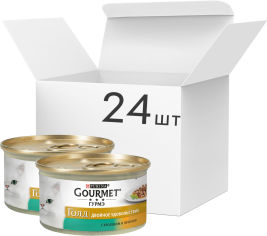 Акция на Упаковка влажного корма для кошек Purina Gourmet Gold Двойное удовольствие с кроликом и печенью 24 шт по 85 г (7613031381098) от Rozetka