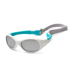 Акция на Детские солнцезащитные очки 0+ Flex Koolsun KS-FLWA000 бело-бирюзовые от Podushka