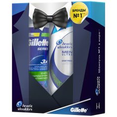 Акція на Подарочный набор для мужчин: Шампунь Head&amp;Shoulders и Пена для бритья Gillette від Auchan