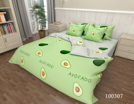 Акція на Постельное белье Авокадо green-grey бязь Selena 100307 Двуспальный комплект від Podushka