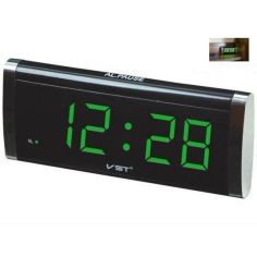 Акция на Настольные электронные цифровые часы сетевые будильник (577809) Зеленый от Allo UA