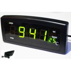 Акция на Настольные электронные часы будильник температура (3098643) Черные с зеленой подсветка от Allo UA