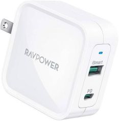 Акція на RavPower Wall Charger USB-C and Usb Gan 65W White (RP-PC133WH) від Stylus