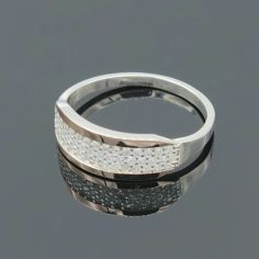 Акция на Серебряное кольцо "Лунная дорожка" с золотыми вставками 17,5 размер от Allo UA