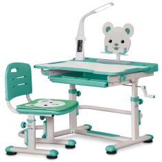 Акція на Комплект стул и стол с полкой Evo кids BD-04 Z XL Teddy c лампой зеленый від Podushka