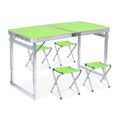 Акция на Раскладной стол чемодан Folding Table Усиленный для пикника со стульями Зеленый от Allo UA