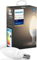 Акція на Умная лампа Philips Hue E14, 5.5W(40Вт), 2700K, White, Bluetooth, диммируемая від MOYO