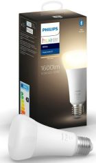 Акция на Умная лампа Philips Hue E27, 15.5W(100Вт), 2700K, White, Bluetooth, диммируемая от MOYO